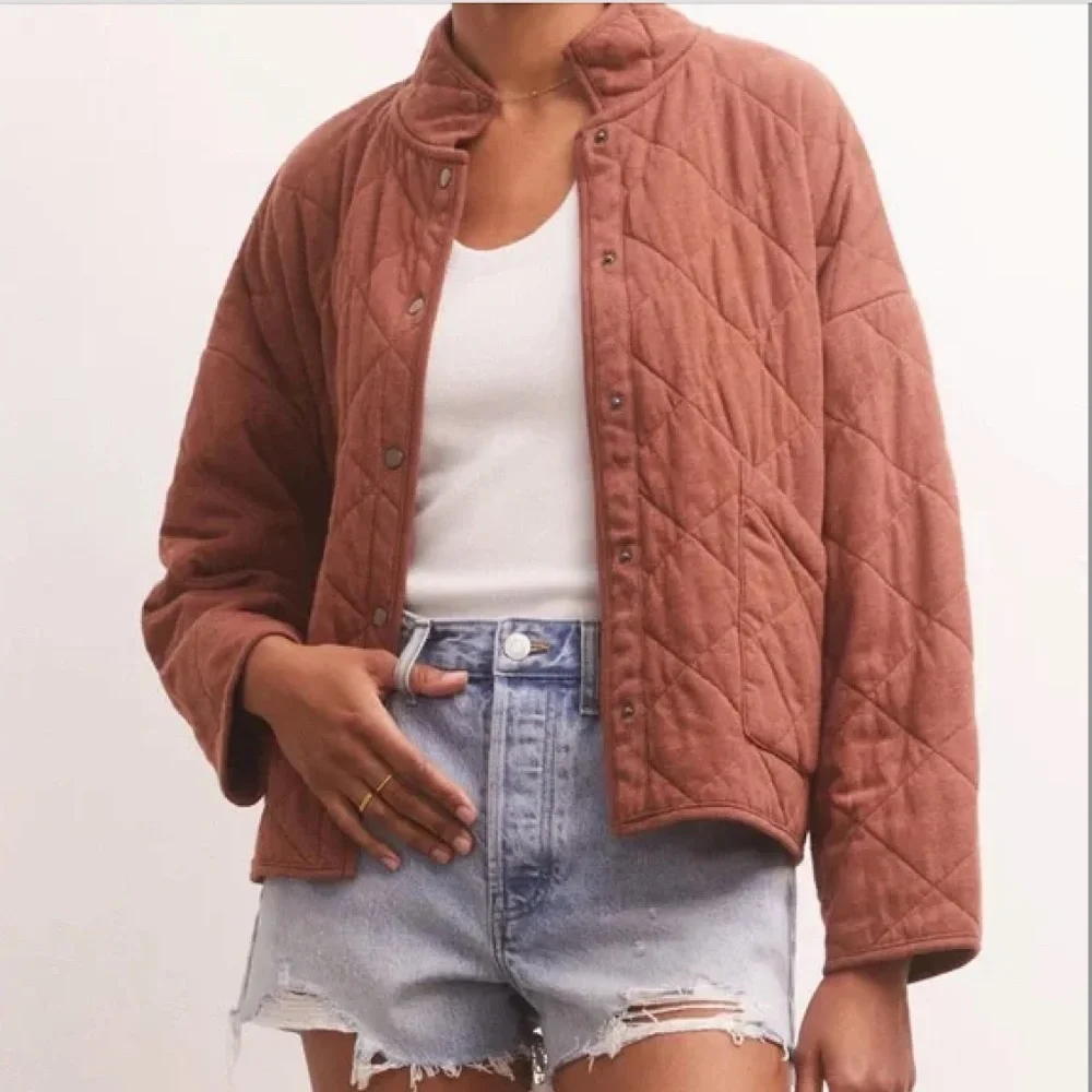 Z Supply Quilted Bomber Jacket in Rust - Picture 1 of 15